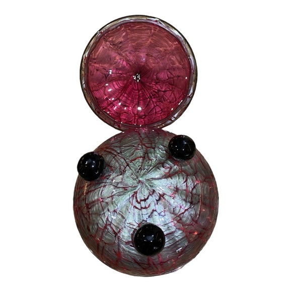 RARE antique absolutely gorgeous Loetz Titania Austria Glass lidded, footed bowl - Picture 10 of 12